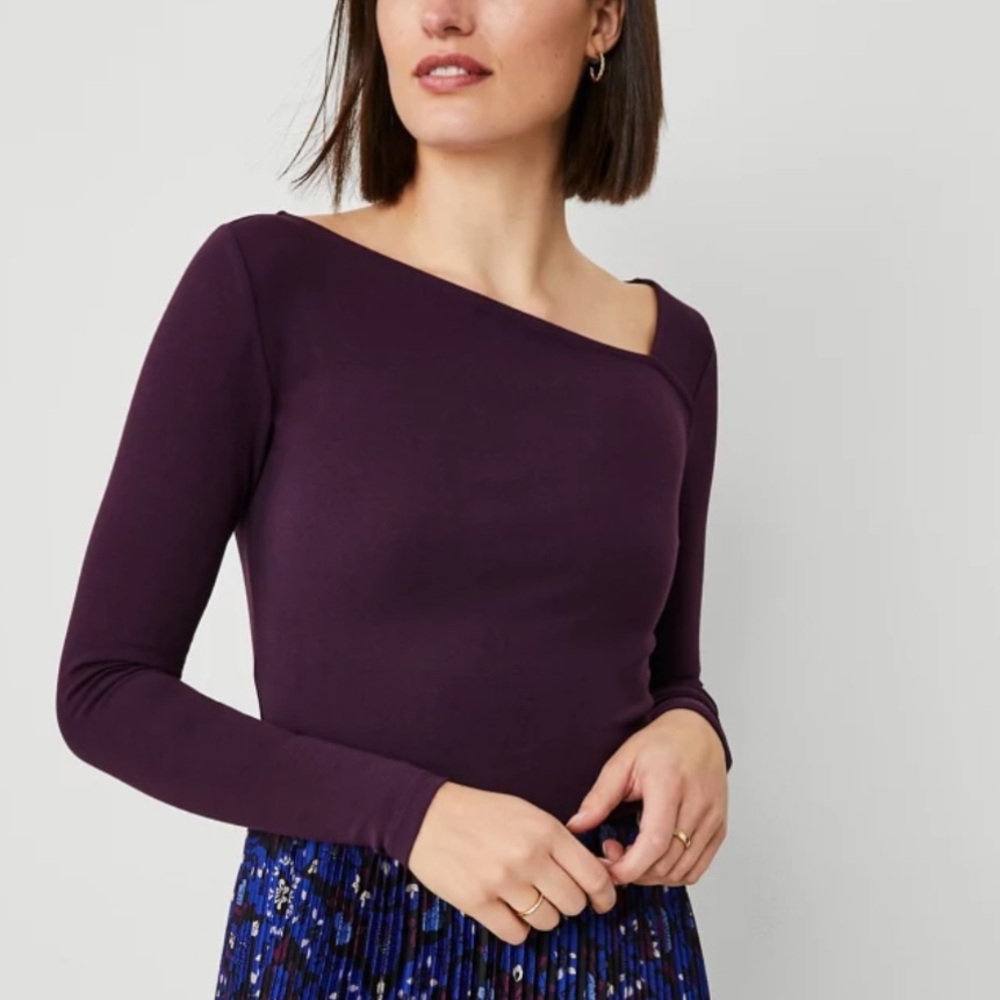Asymmetric Neck Top - Purple
